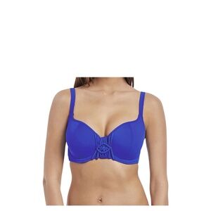 FREYA Macrame UnderWire 34G Cobalt Bikini Top Sweetheart Neckline EXC. COND.